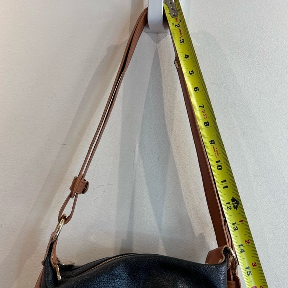 VALENTINA Shoulder Bag 2 Toned Leather Slouchy Zipper Closure Multiple Pockets - Picture 6 of 16